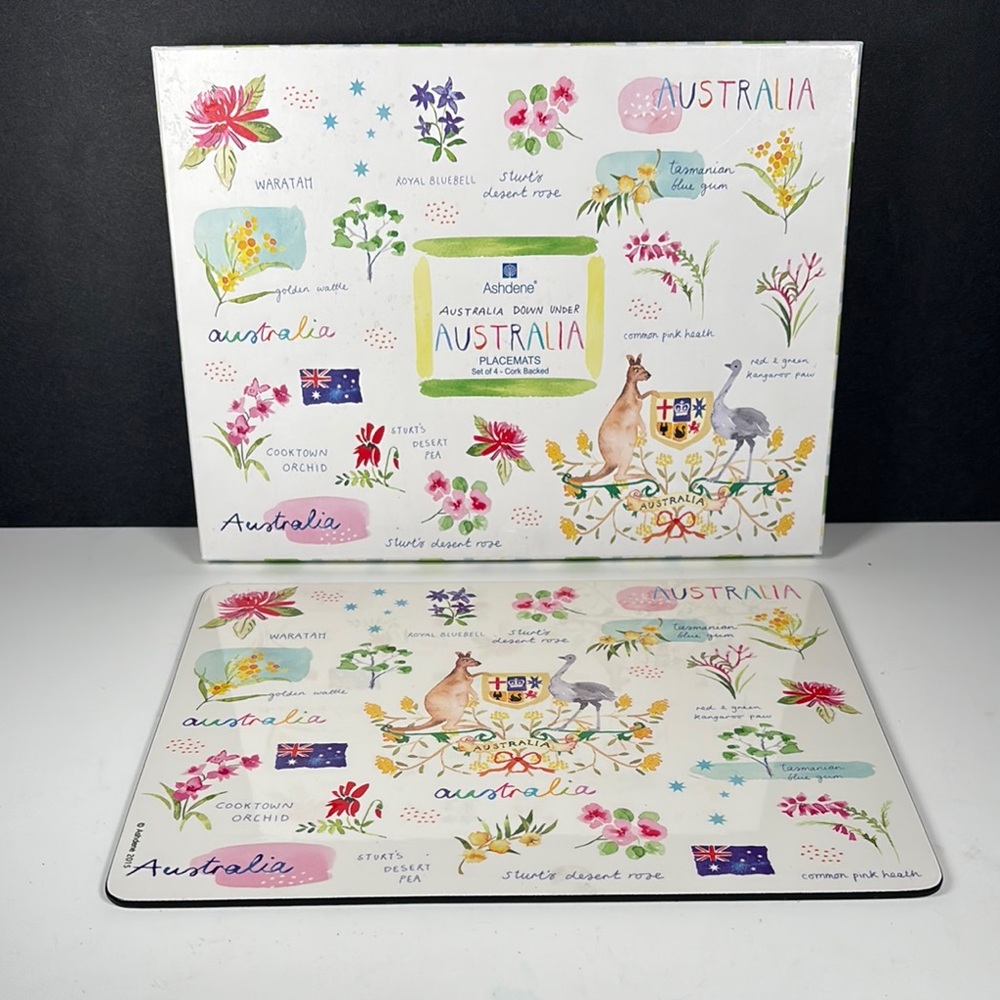 Ashdene Australia Down Under Cork Backed Placemats Set of 4 *New in Box*